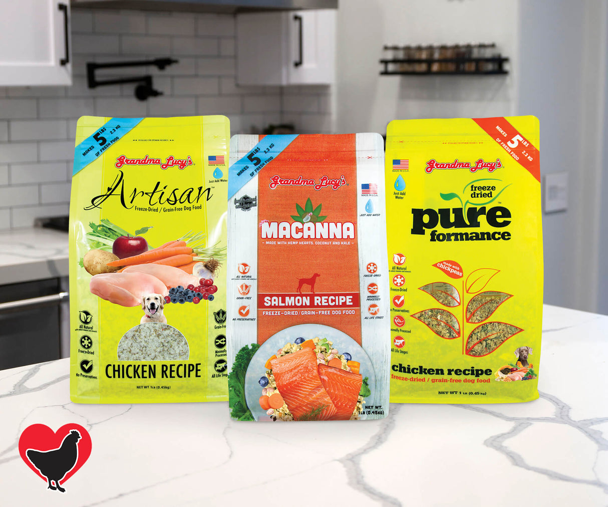 1lb Artisan Chicken, 1lb Macanna Salmon and 1lb Pureformance Chicken bundle