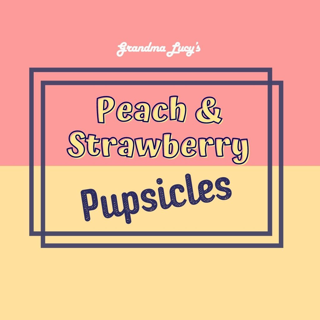 Pink and Yellow background with Peach & Strawberry Pupsicles graphic