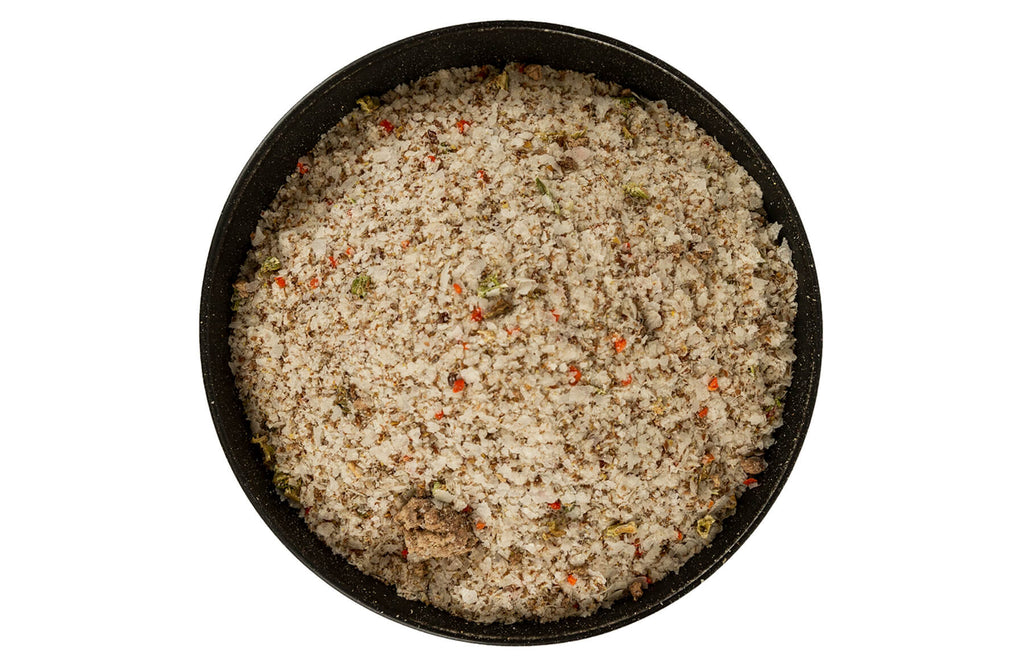 Artisan lamb dog food in bowl
