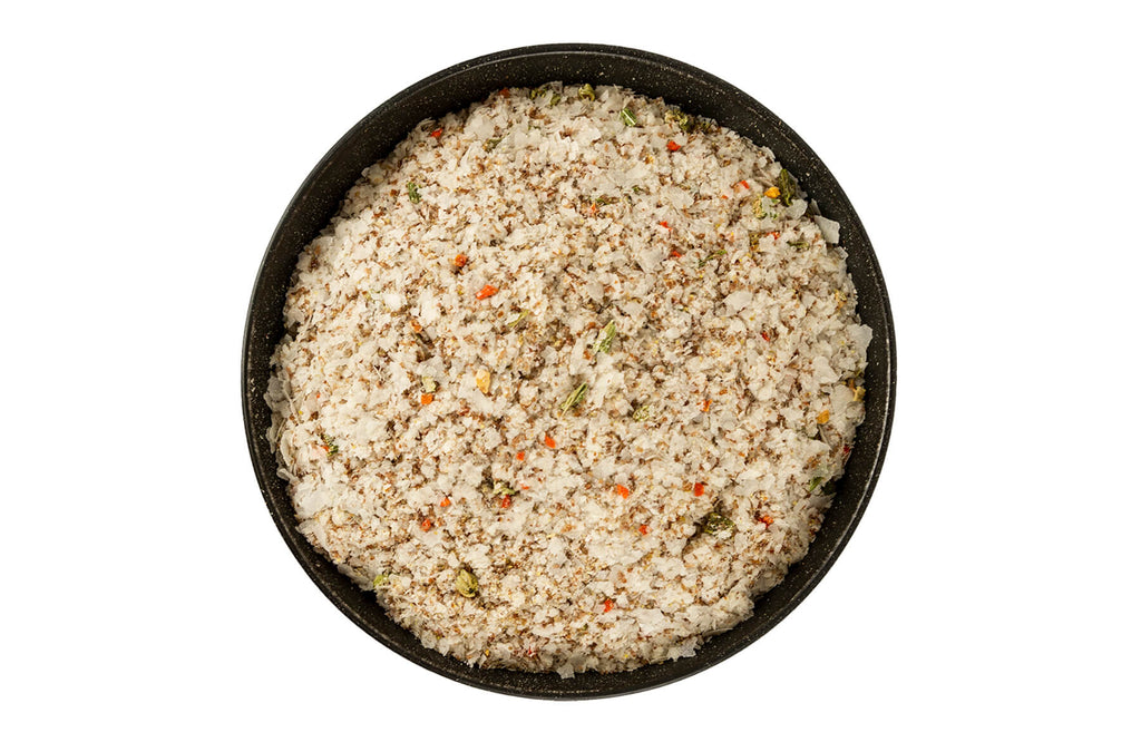 Artisan pre-mix dog food in bowl.