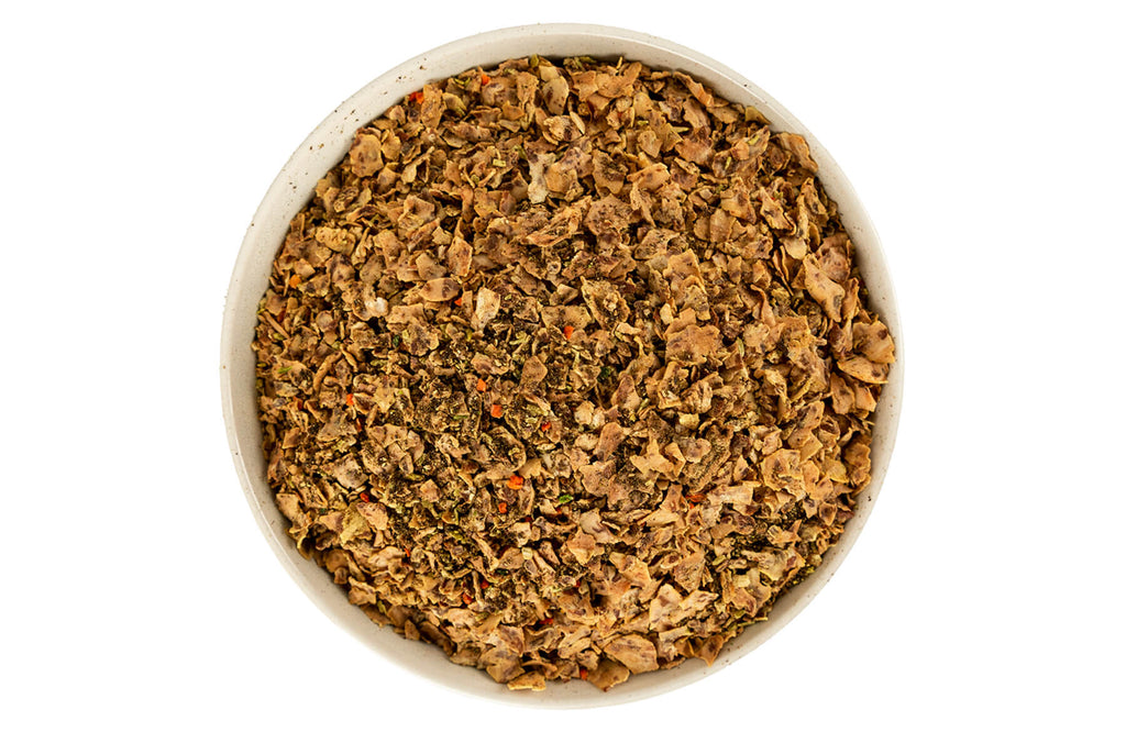 Grandma Lucy's Macanna pre-mix dog food in a bowl. 