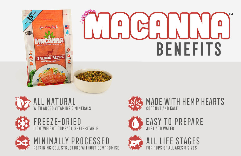 Macanna Benefits: All Natural, Freeze-Dried, Minimally Processed, Made with Hemp Hearts, Easy To Prepare, All Life Stages.