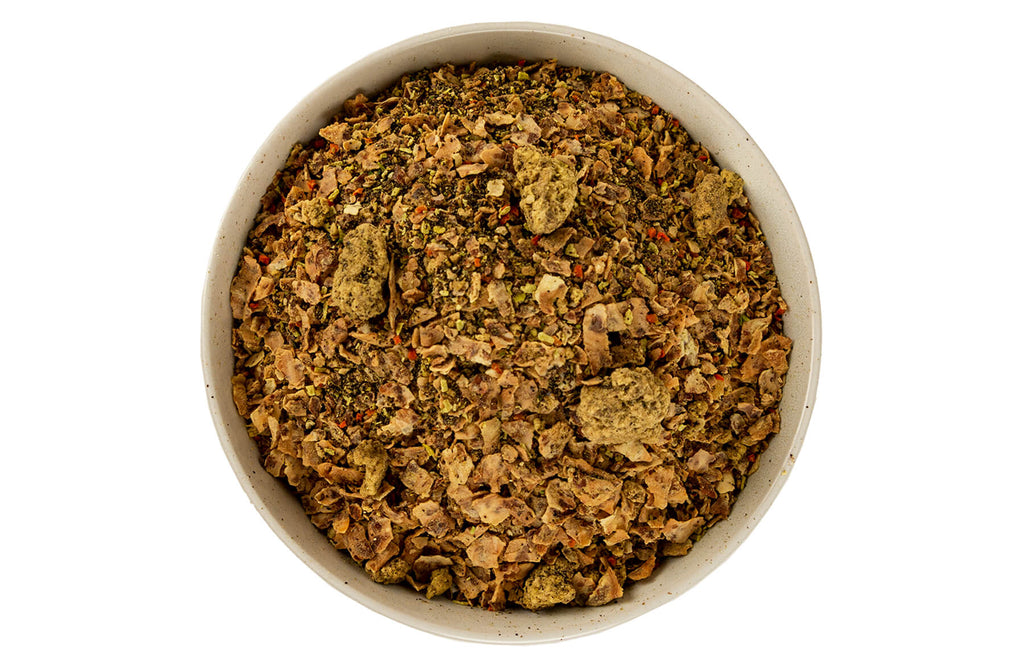 Grandma Lucy's Macanna turkey dog food in a bowl.
