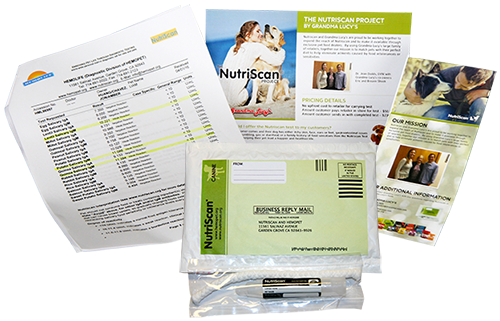 Nutriscan kit which includes saliva test, instructions and a mailer