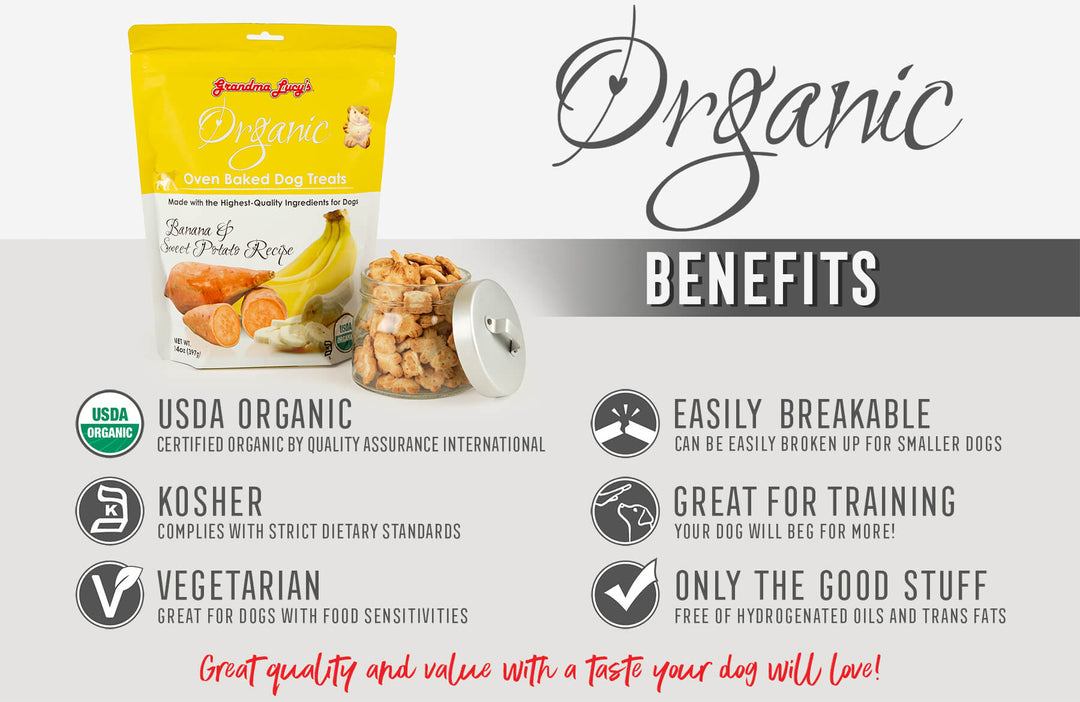 Grandma Lucy's Organic Oven Baked Banana and Sweet Potato Flavor Dog Treats Grandma Lucy's Organic Oven Baked Banana and Sweet Potato Flavor Dog Treats