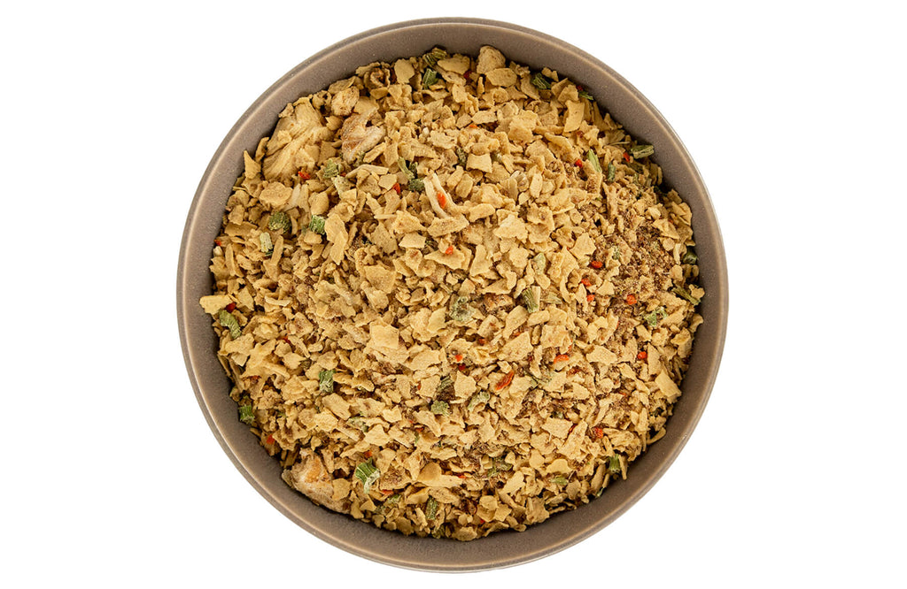 Grandma Lucy's Pureformance chicken dog food in a bowl. 