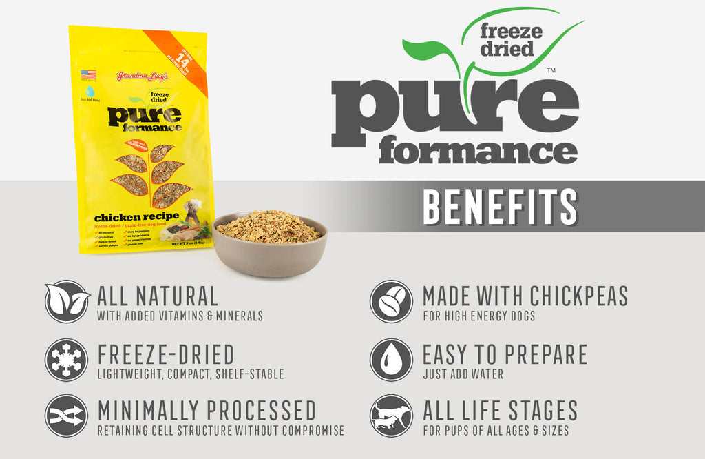 Pureformance Benefits: All Natural, Freeze-Dried, Minimally Processed, Made with Chickpeas, Easy To Prepare, All Life Stages.
